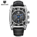 Venta caliente benyar 5113 reloj para hombre moda multifuncional relojes de cuarzo relojes de pulsera de cuero genuino a prueba de agua al por mayor